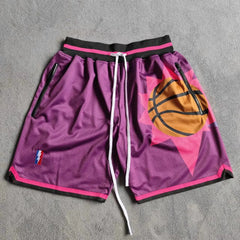 Men's Sun Printed Graphic Basketball Shorts with Zipper Pockets
