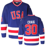 Jim Craig #30 throwback blue usa hockey jersey for men, women and youth  thumbnail
