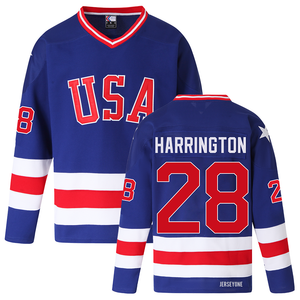John Harrington 1980 Team USA Throwback Hockey Jersey Blue
