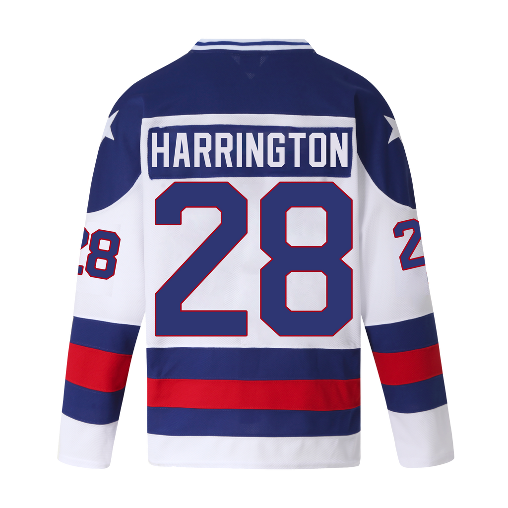 Men's John Harrington #28 USA Hockey Jersey Miracle on Ice