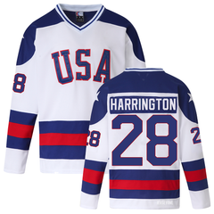 Men's John Harrington #28 USA Hockey Jersey Miracle on Ice