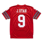Point Break movie Johnny Utah #9 football jersey back view with J.UTAH nameplate thumbnail