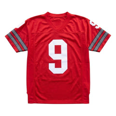 Johnny Utah #9 Point Break movie replica football jersey - Red mesh fabric front view