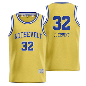 Julius Erving High School Jersey #32 | Roosevelt College Jersey
