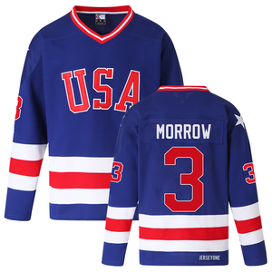 Ken Morrow 1980 Vintage Team USA Hockey Jersey Blue