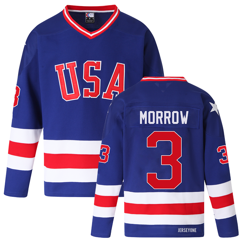 Ken Morrow 1980 Vintage Team USA Hockey Jersey Blue