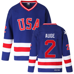 Les Auge 80s Movie USA Miracle On Ice Hockey Jersey Blue