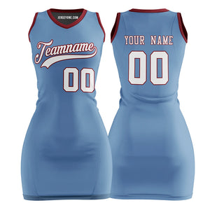 Custom Blue and Maroon Basketball Jersey Dress for Women