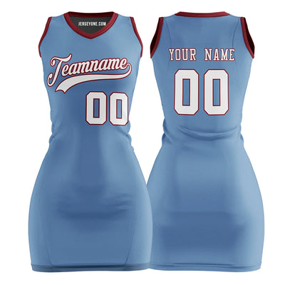 Custom Blue and Maroon Basketball Jersey Dress