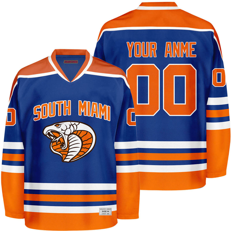 Luis Mendoza 22 South Miami Cobra Hockey Jersey - Custom Name