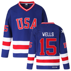 Mark Wells #15 Retro 1980 USA Hockey Team Jersey