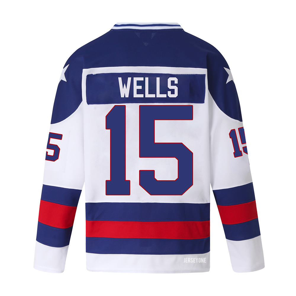 Mark Wells #15 Retro 1980 USA Hockey Team Jersey