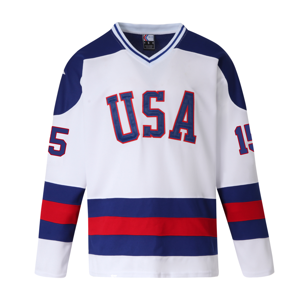 Mark Wells #15 Retro 1980 USA Hockey Team Jersey