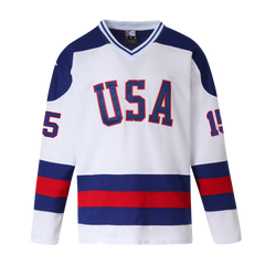 Mark Wells #15 Retro 1980 USA Hockey Team Jersey