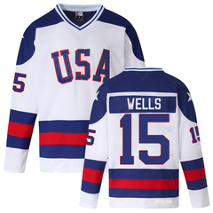Mark Wells #15 Retro 1980 USA Hockey Team Jersey