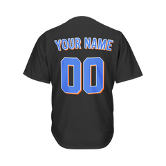 Custom Black Blue and White Baseball Jersey
