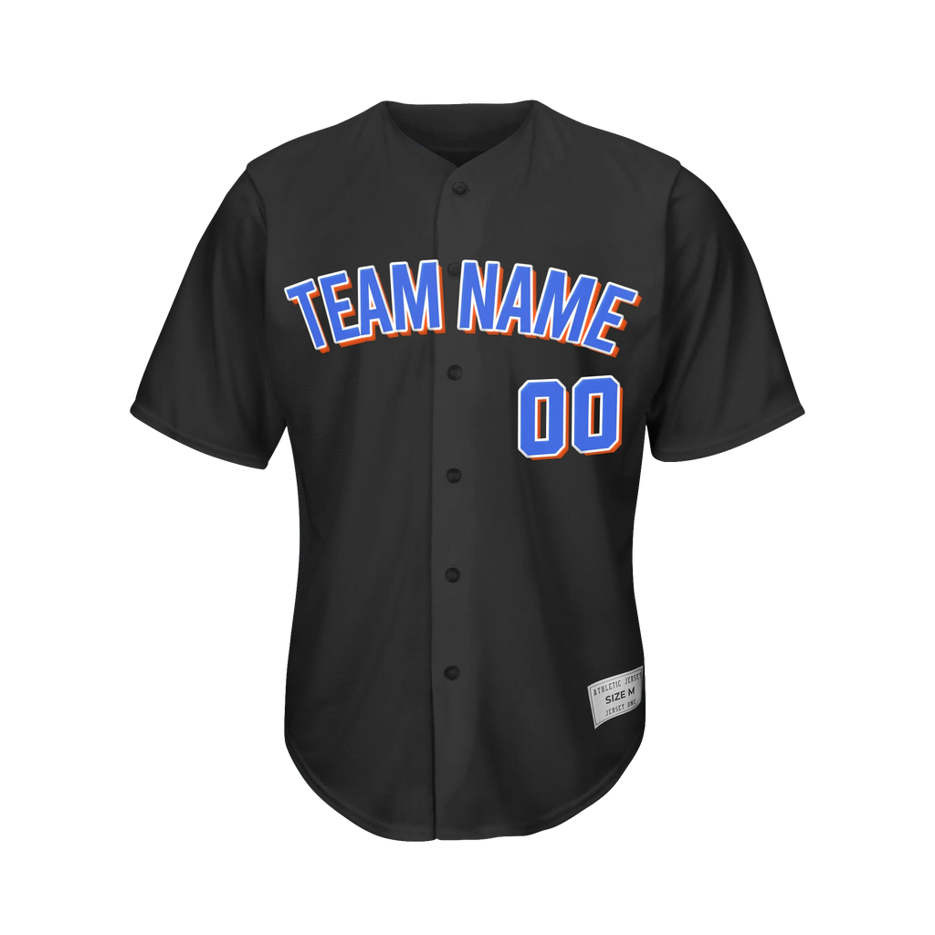 Custom Black Blue and White Baseball Jersey