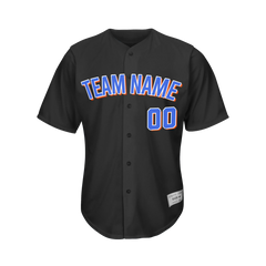 Custom Black Blue and White Baseball Jersey