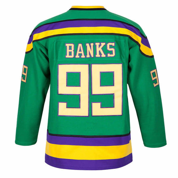 adam banks mighty ducks movie jersey green back for boys