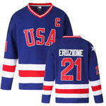 Mike Eruzione #21 throwback blue usa hockey jersey for men, women and youth  thumbnail