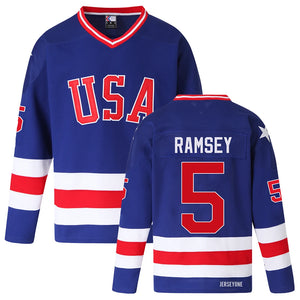 Mike Ramsey 1980 Team USA Men's Hockey Jersey Blue