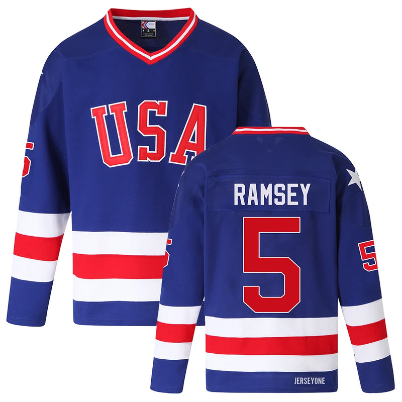 Mike Ramsey 1980 Team USA Men's Hockey Jersey Blue