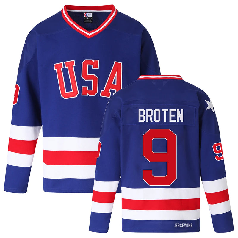 Neal Broten USA Miracle On Ice Hockey Jersey Blue