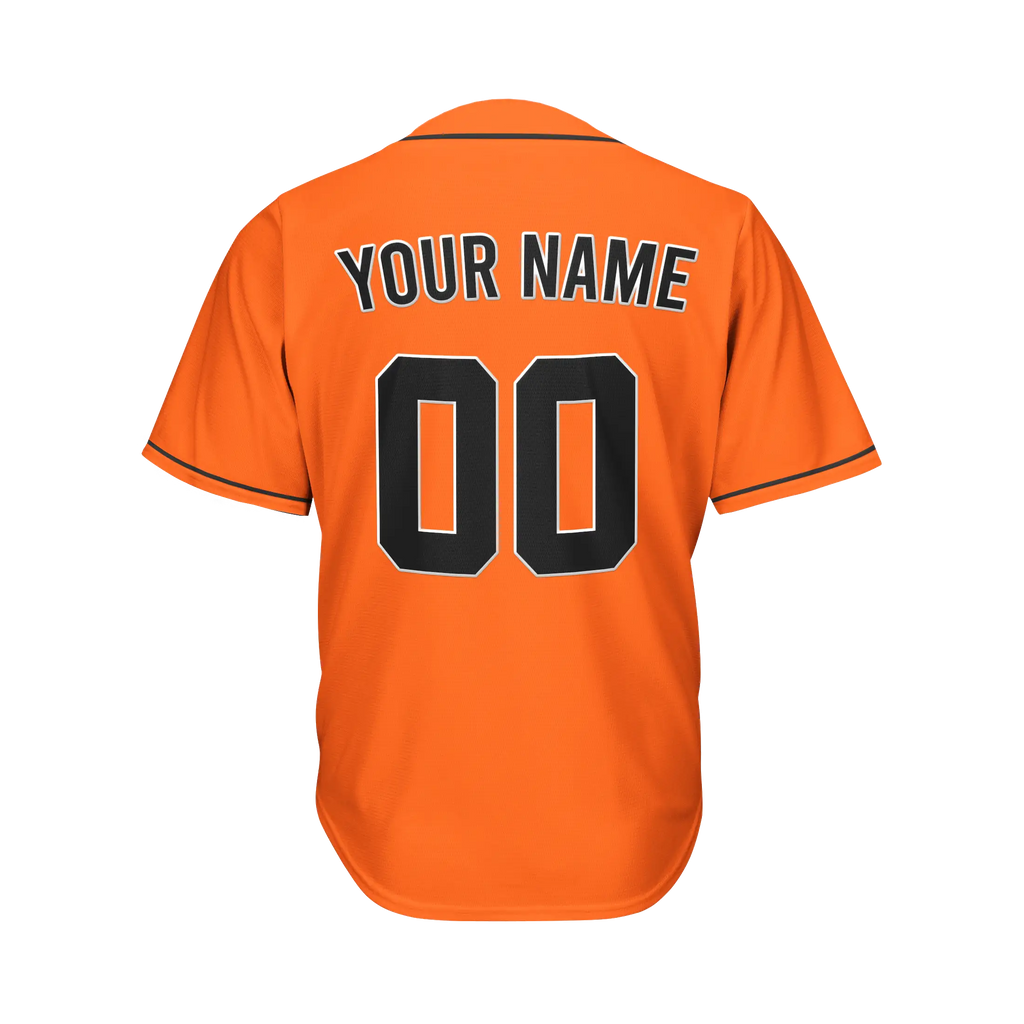Custom Orange And Black Baseball Jersey