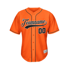 Custom Orange And Black Baseball Jersey