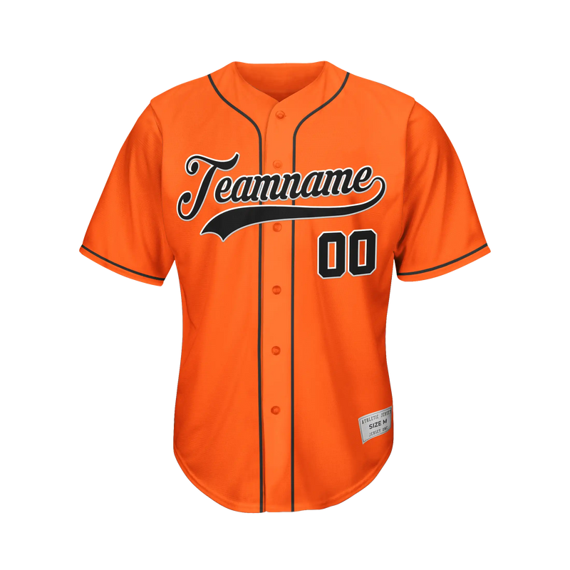 Custom Orange And Black Baseball Jersey