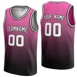 Men's Pink And Black Gradient Sublimation Basketball Jersey