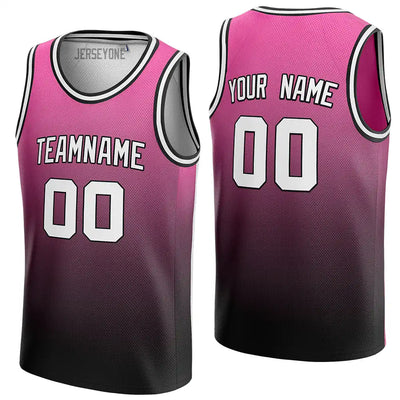 Men's Pink And Black Gradient Sublimation Basketball Jersey