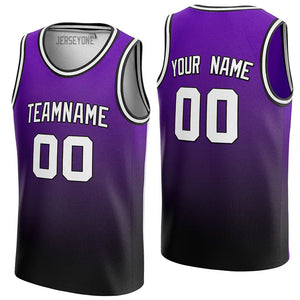 Men's Purple And Black Gradient Custom Basketball Jersey