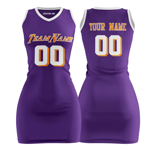 Custom Purple Basketball Jersey Dress for Women