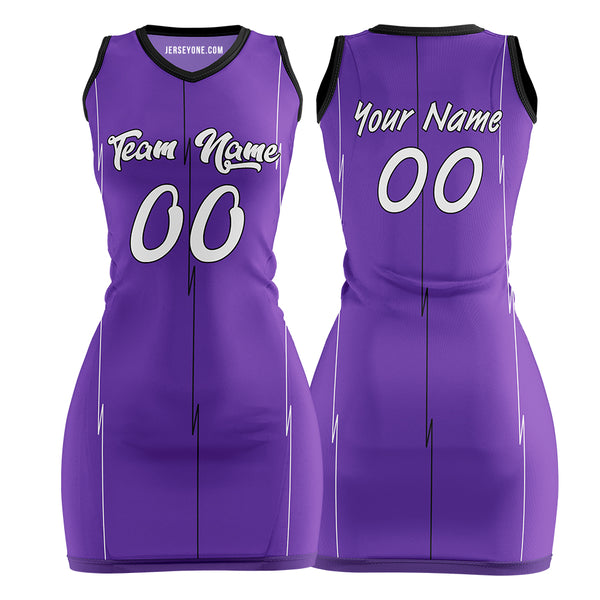 Purple Pinstripe Custom Basketball Jersey Dress 90s
