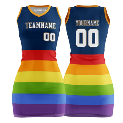 Custom Rainbow 90s Basketball Jersey Dress