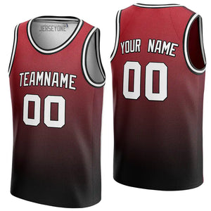 Men's Red And Black Gradient Custom Basketball Jersey
