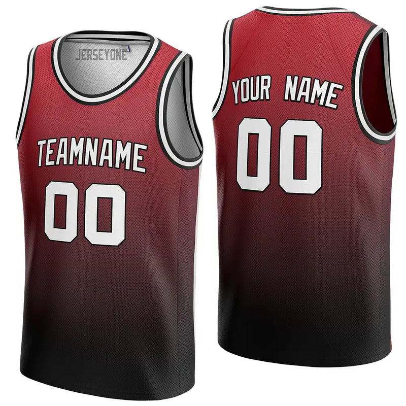 Men's Red And Black Gradient Custom Basketball Jersey