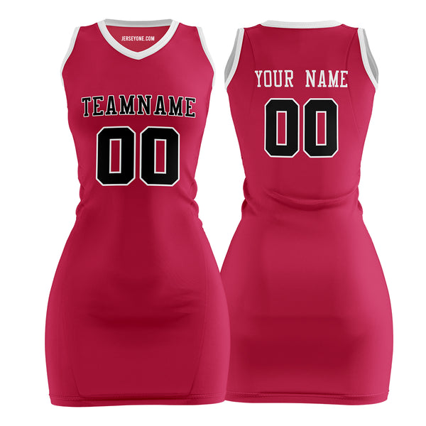 Custom Red Basketball Jersey Dress for Women
