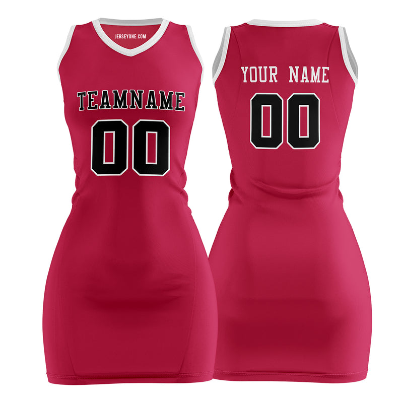 Custom Red Basketball Jersey Dress for Women | Authentic Uniform