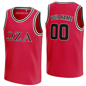 custom red and black-white fraternity basketball jersey