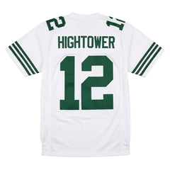 Back view of Reno Hightower #12 football jersey featuring HIGHTOWER nameplate, Taft High School Rockets movie version with green stripes