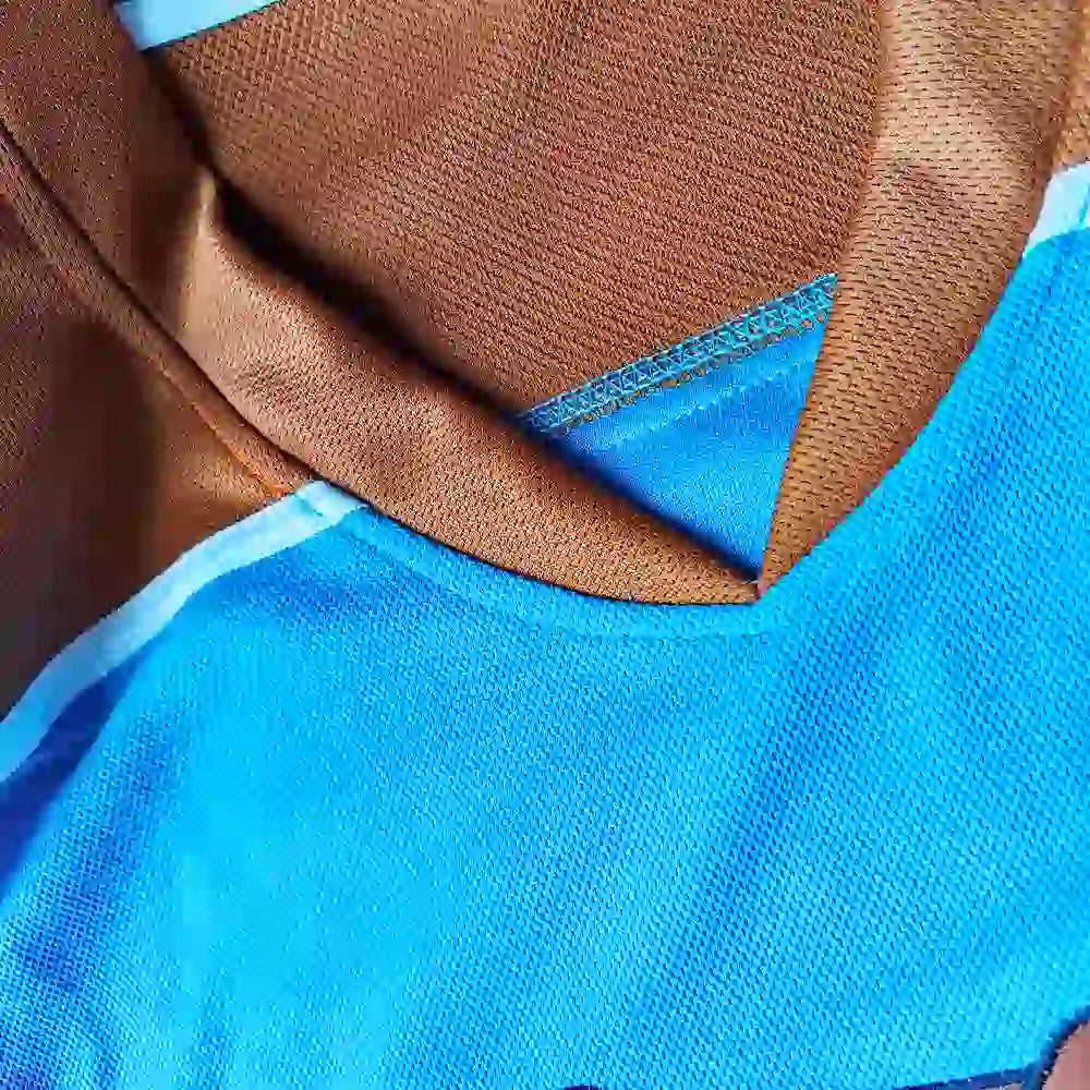 Detailed View of V-Neck Collar on Shoresy Hockey Jersey Sweater