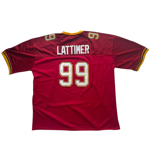 Back of The Program movie jersey with Lattimer and number 99 in tackle twill stitching.