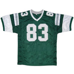 Front view of Vince Papale #83 Philadelphia Eagles movie replica football jersey, green mesh fabric with stitched white '83' numbers and striped sleeves thumbnail