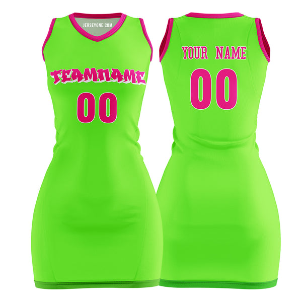 Neon Green Custom Basketball Jersey Dress 90s