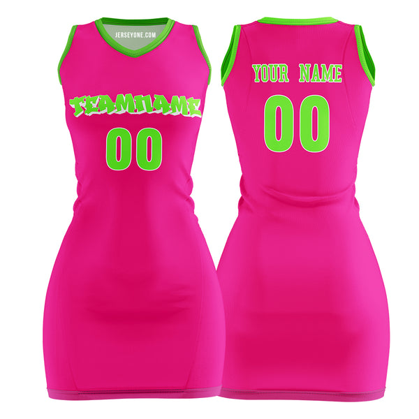 Neon Pink Custom Basketball Jersey Dress 90s