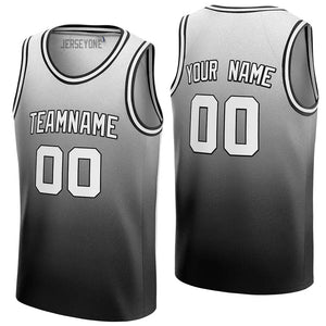Men's White And Black Gradient Custom Basketball Jersey
