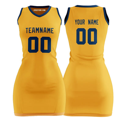 Custom Yellow and Navy Basketball Jersey Dress