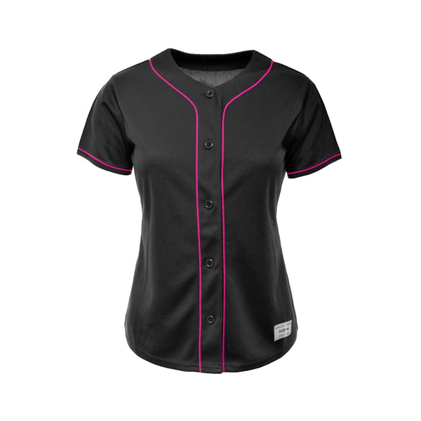 Women&#39;s Blank Black and Hot Pink Baseball Jersey